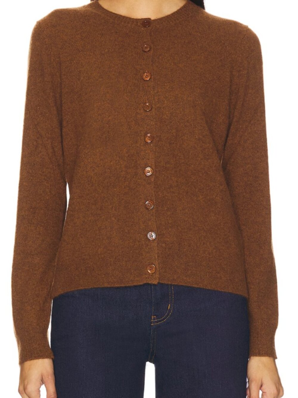 Enza Costa fitted 100% cashmere cardigan NEW hazel brown size Small or Medium